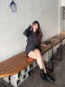GEOX杰歐適女鞋2025秋季舒適純色休閑日常馬丁靴D46XFC 黑色C9999 37 曬單實(shí)拍圖