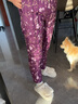 雅鹿中年老年羽絨褲女內膽冬季鴨絨彈力高腰褲內穿褲子 紫色花（膝部無(wú)蓋） 2XL (175) 曬單實(shí)拍圖