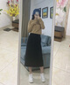 潮牌Avmko半身裙2021秋冬中長(cháng)裙高腰直筒裙女加絨加厚休閑裙燈芯絨開(kāi)叉包臀半身裙一步裙 黑色加絨 均碼 曬單實(shí)拍圖