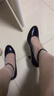 強人3515女鞋黑色跟鞋女式休閑圓頭皮鞋女單鞋職場(chǎng)鞋  黑色 35 曬單實(shí)拍圖