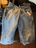 ABLE JEANS【立體錐形褲】男士水洗彈力破洞牛仔褲復古褲子男 淺黃泥藍 33 /32 曬單實拍圖