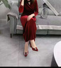 卡帝樂鱷魚（CARTELO）旗袍婚鞋女2025春季新款粗跟媽媽紅色高跟鞋婚禮喜婆婆婚宴鞋休閑 酒紅色升級版 35 曬單實(shí)拍圖