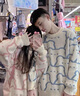 矜持范2025秋冬款可愛小熊毛衣女學生外穿情侶上衣慵懶寬松不規(guī)則針織衫 370粉色 均碼 80160斤 曬單實拍圖