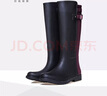 好雨時(shí)節(jié) 英倫風(fēng)時(shí)尚高筒女式拼色復(fù)古雨鞋橡膠鞋水靴水鞋套鞋機(jī)車馬靴 黑紅拼色 39 曬單實(shí)拍圖