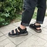 Walker Shop涼鞋男士新款夏季簡約休閑運動開車外穿沙灘鞋男士氣墊鞋涼拖鞋 黑色A款 40 曬單實拍圖
