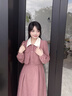 香影粉色假兩件連衣裙女長(zhǎng)袖2024秋冬新款正肩收腰法式溫柔中長(zhǎng)裙 粉紅 S 曬單實(shí)拍圖