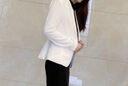 簡蜓小西裝女春秋新款白袖修身短款小個子外套女休閑西服網(wǎng)紅職業(yè)套裝 白色（七分袖） XL（建議：110-120斤） 曬單實拍圖