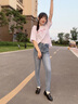 米豆小主高腰牛仔褲女加絨秋冬彈力長(zhǎng)褲修身顯瘦顯高韓版鉛筆褲小腳褲緊身 2222-淺藍(lán)色 28 建議 100-110斤 曬單實(shí)拍圖