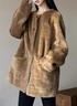 Marisfrolg【藝術(shù)時(shí)裝大衣】瑪絲菲爾年冬環(huán)保皮草外套 土黃 M 曬單實(shí)拍圖