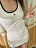 SMFK十字復(fù)古網(wǎng)球背心裙連衣裙 UFT12WB/UFT12BW 白 S 曬單實(shí)拍圖