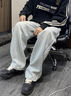 緋垚牛仔褲男直筒寬松闊腿褲秋季新款褲子潮流百搭七夕禮物男士長(zhǎng)褲 牛仔褲【復(fù)古藍(lán)泥色】 L 曬單實(shí)拍圖
