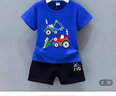 G.duck小黃鴨卡通薄款套裝男小童小孩子衣服夏天男孩短袖短褲運動(dòng)兩件套 藍色【挖掘機套裝】 100 碼【20-30斤】 曬單實(shí)拍圖
