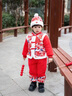 G.DUCKKIDS童裝漢服男童過(guò)年衣服冬裝兒童唐裝中國風(fēng)年服小童男寶寶周歲禮服 紅色套裝 90 (建議身高80-90 1歲半-2歲) 曬單實(shí)拍圖