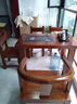 巧諾飛花實(shí)木茶桌椅組合家用中式套裝一體喝茶幾陽(yáng)臺小型復古老船木泡茶桌 1.2米茶桌+大圈椅+3靠背椅 整裝運輸至樓下 曬單實(shí)拍圖