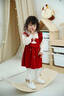 班喜迪女童連衣裙冬裝洋氣針織裙子周歲女寶寶禮服抓周拜年服兒童公主裙 紅色 100 cm 曬單實(shí)拍圖