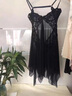 MOXTOC性感睡衣女夏季冰絲薄款性惑小胸聚攏蕾絲情調誘惑吊帶睡裙 黑色 M 【80-105斤】 曬單實(shí)拍圖