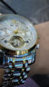 金仕盾（JIN SHI DUN）瑞士認證品牌手表男機械表鏤空全自動(dòng)男士手表多功能夜光防水男表 金仕盾-8935-鋼帶間白 曬單實(shí)拍圖