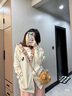 DXOT薄款連帽撞色格紋灰色衛(wèi)衣女春秋oversize寬松慵懶風(fēng)開(kāi)衫外套上衣 灰色薄款 M 曬單實(shí)拍圖