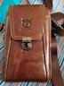 牛船長(cháng)皮具頭層牛皮腰包男士單肩運動(dòng)手機包穿皮帶插卡手機包搭扣拉鏈雙層 棕色腰包072 曬單實(shí)拍圖