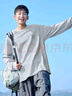 唐獅（TonLion）2024男圓領(lǐng)左胸字母印花插肩袖長袖T恤 淺麻灰 XXL 曬單實拍圖