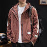 京西藍(lán)靛冬季戶外防風(fēng)連帽沖鋒感棉服男條紋棉衣防寒保暖運動夾克外套 紅色 L 合適體重130-150斤 曬單實拍圖