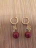 伊夢(mèng)嬌朱砂耳環(huán)純銀古法金耳環(huán)女新中式國風(fēng)紅色復古祥云耳墜耳飾高含量 帝王砂 曬單實(shí)拍圖
