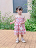 幼歌（YOUGE）嬰幼兒夏季新款裙子碎花吊帶連衣裙輕薄透氣柔軟蛋糕裙 粉花 90 cm 曬單實(shí)拍圖