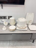 以辰 碗套裝家用北歐輕奢金邊景德鎮(zhèn)陶瓷歐式餐具套裝碗盤家用 金納維斯56頭圓形升級配天元煲 曬單實拍圖