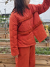 朵朵·可可冬季新款夾棉格子新年本命年紅色結婚女長(cháng)袖家居服套裝 橙紅 厚款 S (155) 曬單實(shí)拍圖