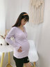 克沃茲（KWOZI）月子服哺乳秋衣上衣春秋薄款孕婦睡衣可拆卸胸墊哺乳衣外穿打底衫 紫色上衣 L碼（適合100-120斤） 曬單實(shí)拍圖