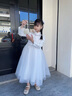 小咔衣濃女童禮服公主裙主持人蓬蓬紗花童婚紗小女孩鋼琴演奏演出服秋冬季 白色長(cháng)袖長(cháng)款 130 曬單實(shí)拍圖