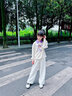 優(yōu)優(yōu)1點（Yoyo one）女童褲子春秋裝兒童闊腿褲白色春秋童裝長褲女大童運動衛(wèi)褲 15046米白色【春秋不加絨】 130 曬單實拍圖