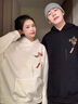 love legend情侶裝衛衣套裝連帽秋冬季新款一男一女潮流印花寬松外套班服定制 黑色+黑色 男M+女S 曬單實(shí)拍圖