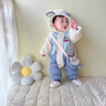G.DUCKKIDS嬰兒羽絨服連體衣冬季外出服超萌六個月寶寶衣服男寶冬裝加絨外套 藍色+包包 90cm 曬單實拍圖