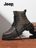 JEEP吉普馬丁靴男秋冬新款戶(hù)外高幫英倫風(fēng)皮靴潮流戶(hù)外防滑男士工裝靴 棕色 【標準運動(dòng)鞋碼】 41 曬單實(shí)拍圖