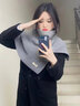 SOMUBAY圍巾女秋冬開(kāi)叉高領(lǐng)套頭毛衣披肩護頸防寒針織保暖外搭毛線(xiàn)圍脖潮 灰色 曬單實(shí)拍圖