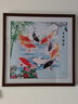 繪揚 荷花九魚(yú)圖掛畫(huà)年年有余鯉魚(yú)中式客廳墻壁裝飾畫(huà)餐廳單幅九條魚(yú) 4-年年有余 帶框尺寸70*70cm咖啡色框 曬單實(shí)拍圖