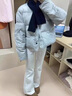 AEMAPE韓系溫柔風(fēng)氣質(zhì)棉服女2024秋冬季新款小個(gè)子顯瘦撞色圓領(lǐng)棉衣外套 藍(lán)色 L 曬單實(shí)拍圖