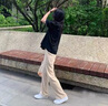 LISLAVE休閑褲女春夏新款西裝褲垂墜感高腰寬松直筒顯瘦闊腿褲女時尚女裝 米白色夏款 M（適合95-105斤） 曬單實拍圖