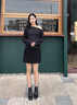 NINE WEST/玖熙方頭拉鏈短筒靴女高跟酷颯彈力瘦瘦靴 NG434037KK 黑色36 曬單實拍圖