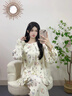 另約睡衣女款春秋季娃娃領(lǐng)長(cháng)袖可愛(ài)卡通薄款甜美公主風(fēng)云朵棉紗家居服 R8902 蛋糕貓咪 L 曬單實(shí)拍圖