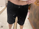 AEMAPE牛仔短褲男貓須大破洞白色潮流夏季新款刮爛休閑彈力五分褲 白色 S 適合90-110斤 曬單實(shí)拍圖