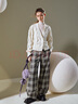 日著(zhù)原創(chuàng  )設計復古回潮灰白格香蕉褲2024冬季新款小個(gè)子休閑直筒褲子女 灰白格 S 曬單實(shí)拍圖