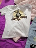 妍莉芬連衣裙女裝套裝夏裝新款韓版牛仔裙休閑時(shí)尚氣質(zhì)短袖印花衣服夏 白T+淺色 S 曬單實(shí)拍圖