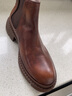 羚步 切爾西男靴英倫風(fēng)真皮馬丁靴男冬季新款中高幫皮鞋韓版潮流套腳軟皮短靴 咖啡色 40 曬單實(shí)拍圖