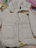 三彩2024冬季新款立領連帽羽絨服腰帶中長白鵝絨外套寬松簡約女 奶白 M 曬單實拍圖