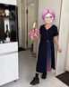 俞兆林（YUZHAOLIN）中老年女裝媽媽裝夏裝短袖洋氣連衣裙女新款夏季長(zhǎng)裙顯瘦遮肚裙子 藏青色（短） 3XL 建議125-135斤 曬單實(shí)拍圖