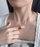 18K金四葉草鉆石吊墜玫瑰金彩金掛墜au750黃金套鏈生日禮物送女友 紅瑪瑙 18K金玫瑰金色（單吊墜） 曬單實拍圖