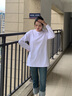 嘉麗薇打底衫女秋冬季新款長(cháng)袖t恤寬松加絨遮肉休閑內搭基礎中長(cháng)款上衣 白色（常規） M 曬單實(shí)拍圖