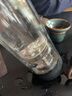 茶之戀999純銀杯創(chuàng)意雙層玻璃水杯便攜過濾高檔茶水分離茶杯父親節(jié)禮物 皮紋黑（蓮花銀飾） 曬單實拍圖